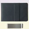 Fashion Solid Men039s Thin Bifold Money Clip Leather Wallet with A Metal Clamp Female7101047