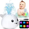 Baby Bath Toys Baby Bath Toys Whale Automatic Spray Water Bath Toy With LED Light Sprinkler Bathtub Duschleksaker för småbarn Kids Boys 230928