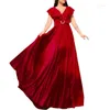 Plus Size Dresses Women's Elegant Draped Evening With Belt Ladies Maxi Dress Female Prom Wine Red 3XL Summer