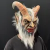 Party Masks 2021 Lucifer Cosplay Latex Halloween Costume Scary Demon Devil Movie Horrible Horn Mask Vuxna Props258c