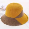 Wide Brim Hats Bucket Autumn winter warm knit hat lady matching color fashion versatile temperament wool fisherman 230927