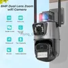 Obiektyw CCTV 8MP 4K WiFi kamera podwójna soczewka AI Auto śledzenie Wodoodporne zabezpieczenia CCTV kamera wideo Policja Light Alarm IP Kamera YQ230928