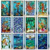 Wall Stickers Custom Size Stained Glass Window Film Animal Fish Bird Cat Tiger Color printing Picture For Rectangular Shape Home Decor 230927