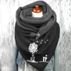 Hoeden Sjaals Handschoenensets Winter Voor Dames Mode Sjaal Dames Luxe Vintage Paardebloem Afdrukken Knop Zachte omslag Casual Warme sjaals