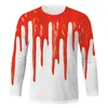 Heren T-shirts Halloween Red Melt Mark bedrukt shirt met lange mouwen is modieus, comfortabel en casual