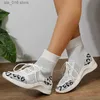 Sock Sneakers Leopard Knit 2024 Dress Autumn Women High Top Lace Up Flats Woman Super Size 43 Non-Slip Breattable Casual Shoes T230928 410