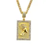 Hiphop Egyptian Pharaoh Necklace Gold Color Pendant Square Card Stainless Steel Cuban Cuban Chain Gift