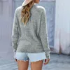 Kvinnors tröjor Womens Wrap Cable Knit Lång ärm Sexig Deep V Neck Solid Color Asymmetric Hem Elastic Cuff Elegant Pullover Casual