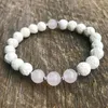 MG0915 Bracelet énergétique en pierre de lave blanche de 8 MM, Quartz Rose naturel, Bracelet pour femmes, haute qualité, Chakra du cœur, méditation, bijoux 289c