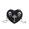 Totes Kleine Halloween personalisierte Damentasche 2023 New Cross Dark Girl Herzform Vielseitige Kette Umhängetasche02stylishyslbags