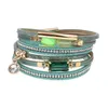 Bangle WELLMORE fashion glass bracelet leather charm bracelets for women Luxury Wedding Statement Jewelry Wholesale drop 230928