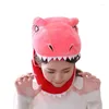 Hattar halsdukar handskar sätter japansk söt tecknad dinosauri mask vuxna barn halloween fest cosplay tillbehör vinter mjuk plysch roligt djur