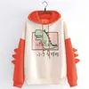 Kvinnors dinosaurie överdimensionerade tecknad hoodie kvinnor mode tröja casual koreansk förtjockas vinter dino hoodie topps yq230928