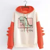 Dinossauro feminino oversized dos desenhos animados hoodie moda feminina moletom casual coreano engrossar inverno dino hoodie topos yq230928