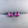 Stud Earrings Fine Jewelry 925 Sterling Silver Inset With Natural Gem Women's Luxury Exquisite Oval Pyrope Garnet Ear Studs Support D