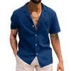 Chemises décontractées pour hommes grande chemise boutonnée hommes solide à manches courtes longue athlétique