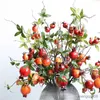 Décorations de Noël Branche artificielle d'automne rouge avec feuilles de baies et fruits pour la maison Vase de Noël Décoration de jardin extérieur