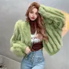 Women's Fur Faux Fur Women Spring Cute Real Fur Coat Long Sleeve Loose Fashion Short Knitted Female Outwear Coats 230927