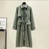Womens Trench Coats UK Brand Fashion Fall Autumn Casual Double breasted Simple Classic Long coat with belt Chic Female windbreaker 230927