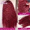 Synthetic Wigs Wear And Go Glueless Human Hair Wig 99J Color Deep Wave 4x4 Lace Closure Burgundy Curly Pre Cut Ready To 230927