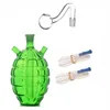 Wholesale Green grenade Shape hookah Temu Best sale glass water dab rig bong with oil burner bowl and double joint Silicone hose straw