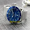 Pas cher Nouveau Super Ocean Heritage AB201016 C960 154A Cadran bleu Asiatique 2813 Montre automatique pour homme Lunette en céramique Bande de maille en acier Nouveau Watc348I