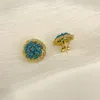 Stud Earrings Fashion Women Simulated Turquoise Golden Color Charm Engagement Wedding Jewelry