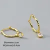 Hoop Earrings 925 Sterling Silver Mini Wave Square Zircon For Women Girl Simple Gold Color Piercing