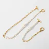 Link Chain 18K Gold Plated Stainless Steel Bracelet Necklace For Women Half Freshwater Pearl OT Stick Buckle Chokers Jewelry262U