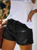 Frauen Shorts Frauen Denim Ripped Curling Casual Mittlere Taille Weibliche Sommer Jeans Loch Dünne Pantalones Cortos De Muje JB127