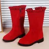 Boots Boots Girls Boots Winter Fashion Warm Princess Kids Shoes Black Red Flat shoes Children High Boots Size 26-37 CSH1199 230927