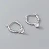 Hoop Earrings 925 Sterling Silver Mini Wave Square Zircon For Women Girl Simple Gold Color Piercing