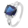 Anneaux de mariage Ufooro Charm Fashion Bague en or blanc Bijoux Royal Blue Zircon cubique pour les femmes de fiançailles cadeau de fête des mères