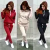 Kvinnors tvådelade byxor för Women Lounge sets mode 2 sweatsuit långärmad tröja