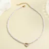 Anhänger Halsketten Herz Kupfer Pave Zirkon Gold Farbe Imitation Perle Halskette Für Frauen Edelstahl Hervorragende Qualität Stilvolle Produkte