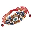 Charm Bracelets Pierced Bead Eye Bracelet Multicolor Optional Chain Beaded Cowhide Snap Button Colorful