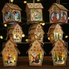 Jul LED Light Wood House Christmas Tree Decorations for Home Holiday Hanging Ornaments Gift Glowing Party Decor13304