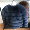 Futro dla kobiet sztuczne futro 50 cm Warme prawdziwe futra płaszcza krótka zimowa kurtka futra naturalna niebieska futra dla kobiet Promocja 230927