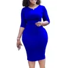 Casual Dresses 2023 Spring Summer Clothing 3/4 Sleeve Dress African For Women Sexig O-Neck Perspective Slim Office Lady Party Party