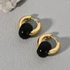Boucles d'oreilles bohème faites à la main en pierre naturelle, cerceau de perles pour femmes, couleur dorée, cercle géométrique, cerceaux Huggie, Bijoux