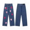 Designers Hommes Designer Make Old Washed Chrome Pantalon droit Coeur Lettre Imprime Long Style Coeurs Purple Cross Jeans Femmes