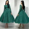Elegant Green Prom Dresses A Line Jewel Neck Glitter Evening Dress Ankle Length Backless Formal Long Special Occasion Party dress