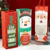 100Pcs/Lot Red Wine Gift Bag Christmas Pattern Bag Red Wine Bottle With Handle Bag For Festival Rectangular Paper Bags