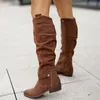 Bottes femmes genou haute sexy bout pointu daim dame appartements hiver chaud confortable femme chaussures solide fermeture éclair talon bas haut 2022 230928