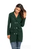 Ternos femininos VOLALO Vintage Khaki Mulheres Blazer Vestido 2023 Outono Inverno Slim Long Check Office Jacket Feminino Outerwear