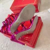 Rene Caovilla Cleo Red Mirror Sandal 10cm Talon aiguille pour femmes Chaussures de soirée Serpent Strass Cheville Wraparound Sandales à talons hauts Chaussures de créateurs de luxe Chaussures d'usine