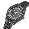 Armbandsur Pintime Watches Men Luxury Diamond Iced Out Rostless Steel Strap Rom Dial Fashion Quartz Waterproof Reloj Hombre
