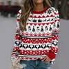 Women's Hoodies Sweatshirts Christmas Elements Tracksuits Snow Deer 3D Print Women O Neck Sweatshirt's långa ärmar Topps Overized Pullover Clothing 230927