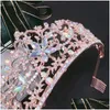 Cabelo jóias barroco vintage rosa cor de ouro cristal flores nupcial tiaras coroa coroas com pente acessórios 220831 drop del dh0r7