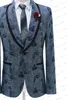 Men's Suits Blazers Terno Masculinos Completo Denim Blue Jacquard Floral Men's Wedding Suits Gentlemen Tuxedo ed Lapel 2 Piece Jacket Pant Slim 230927
